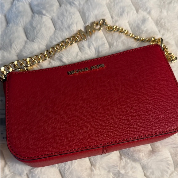 Michael Kors Red Mini Bag with Gold Chain